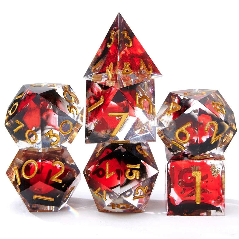 7Pcs Resin Polyhedral Dice Set with Sharp Edges