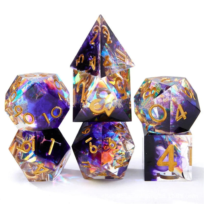 7Pcs Resin Polyhedral Dice Set with Sharp Edges
