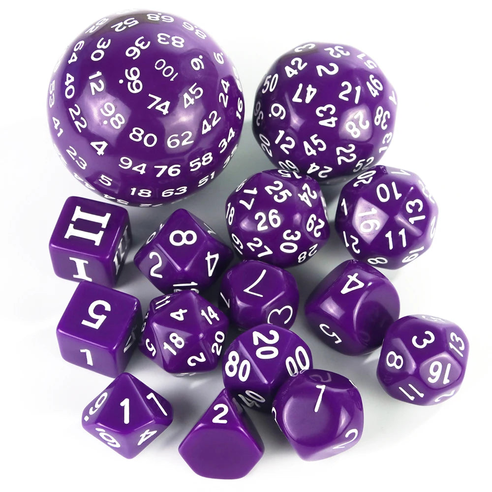15pcs Polyhedral Dice Set D3-D100