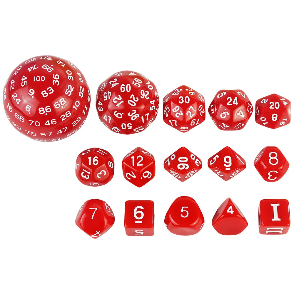 15pcs Polyhedral Dice Set D3-D100