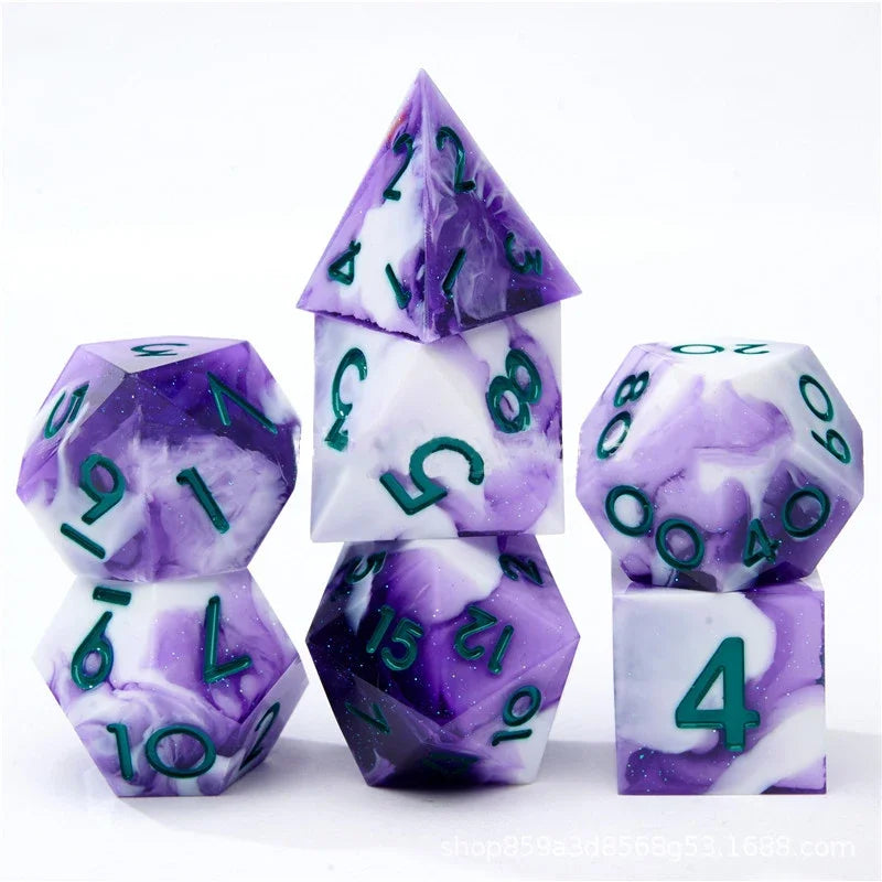 7Pcs Resin Polyhedral Dice Set with Sharp Edges