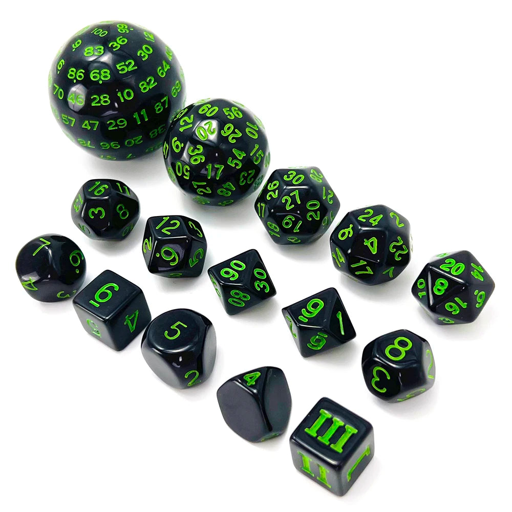 15pcs Polyhedral Dice Set D3-D100