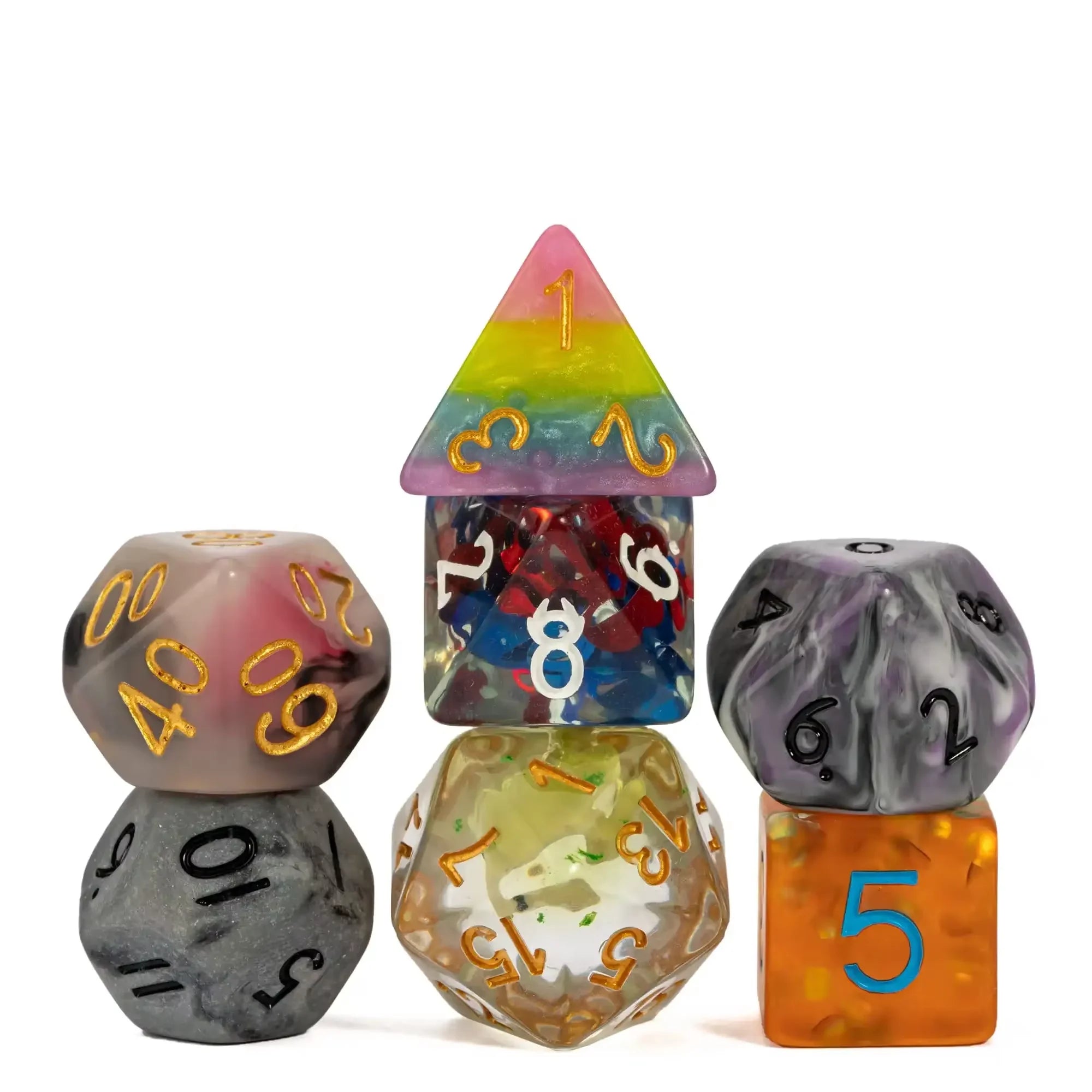 7Pcs Polyhedral Dice Set Random Color