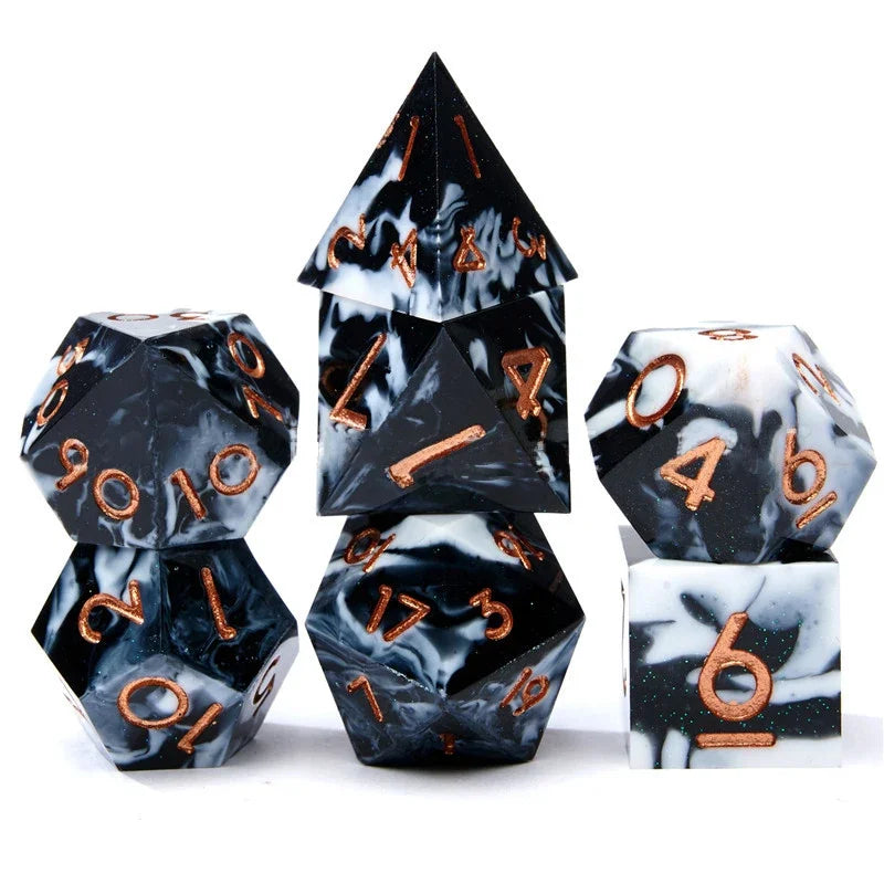 7Pcs Resin Polyhedral Dice Set with Sharp Edges