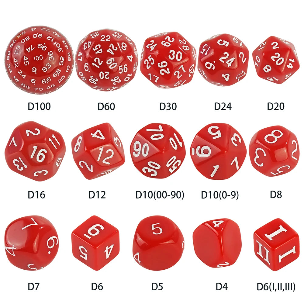 15pcs Polyhedral Dice Set D3-D100