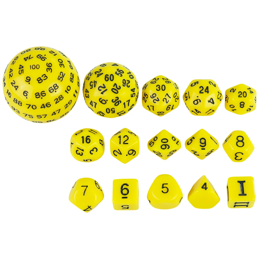 15pcs Polyhedral Dice Set D3-D100