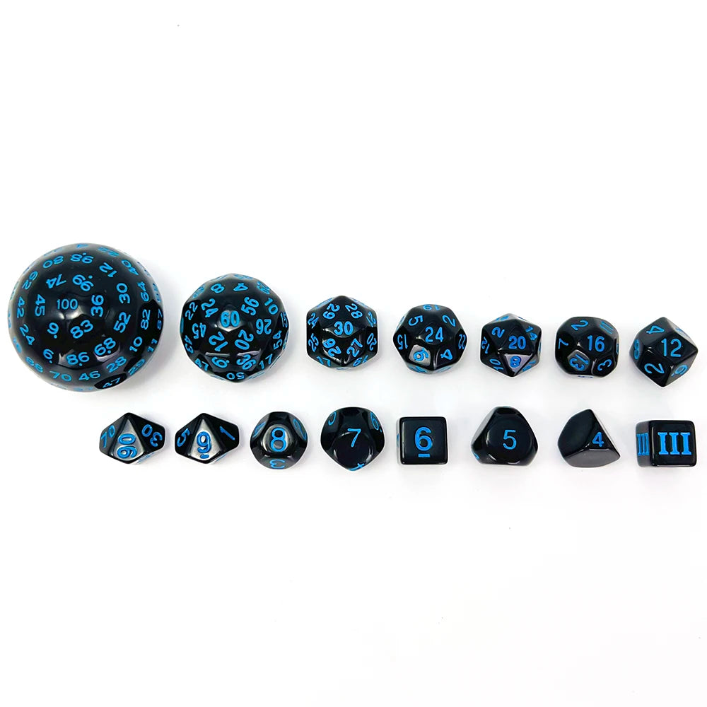 15pcs Polyhedral Dice Set D3-D100