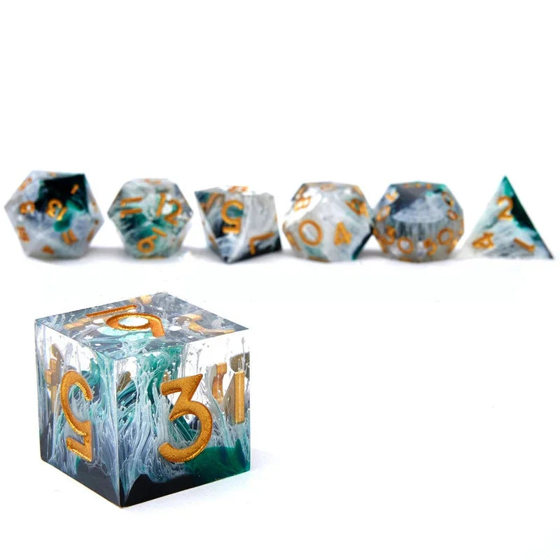 7Pcs Resin Polyhedral Dice Set with Sharp Edges